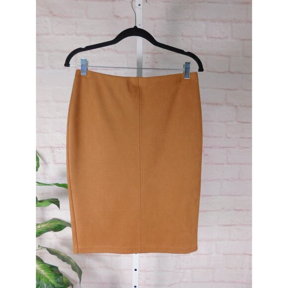 NYCC Faux Suede Pencil Skirt Small Classic Workwear Preppy Chic - Picture 1 of 11